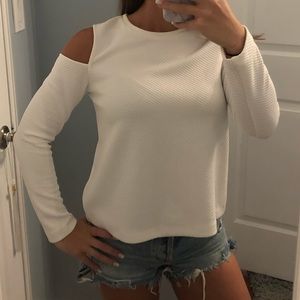 Club Monaco White Cold Shoulder Pullover